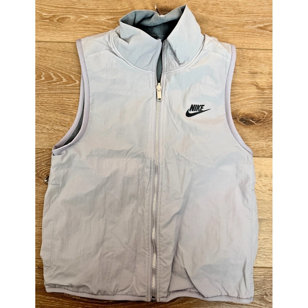 Nike Sportswear Sports Utility Reversible Vest Womens XS Gray Oversized Fleece